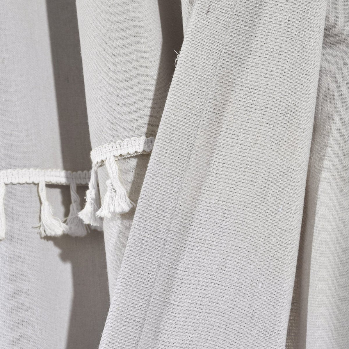 Ivy Tassel Faux Linen Window Curtain Panel Set - Image 8