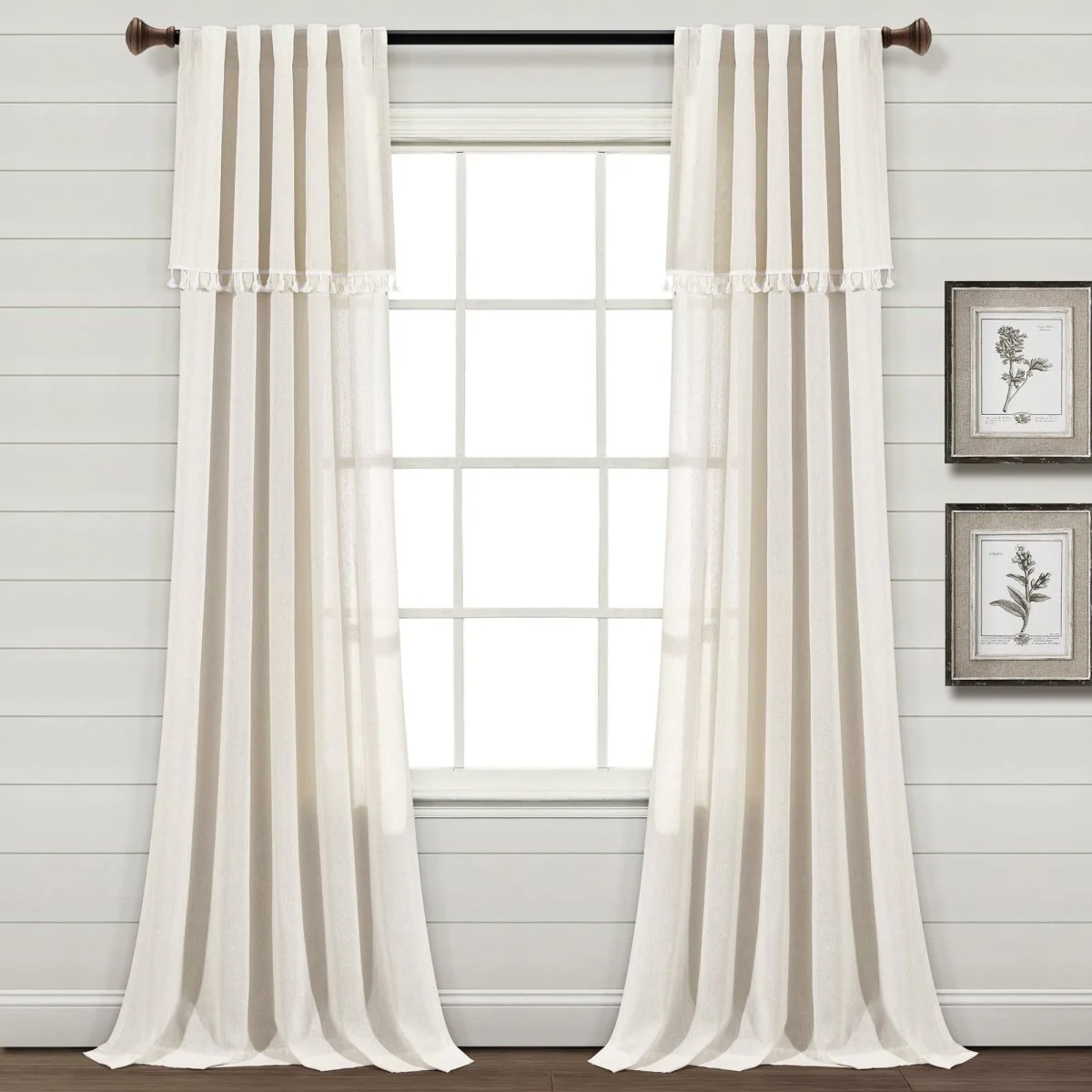 Ivy Tassel Faux Linen Window Curtain Panel Set - Image 9