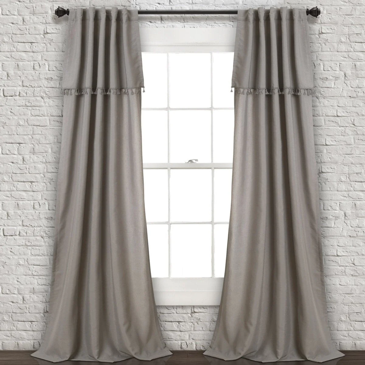 Ivy Tassel Window Curtain Panel Set - Image 2