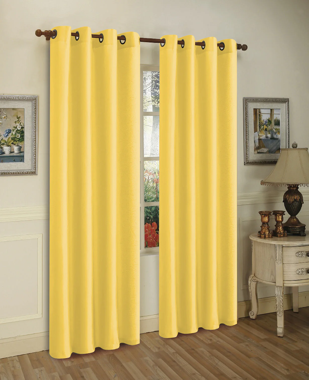 J&V Textiles 2 Panels Solid Grommet Faux Silk Window Curtain Drapes Treatment in 84" Length - Image 10
