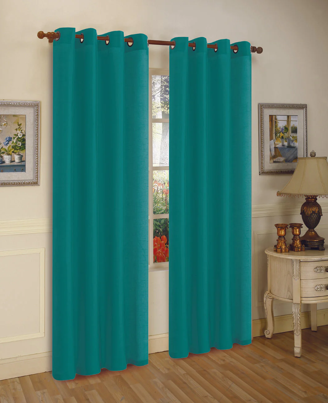 J&V Textiles 2 Panels Solid Grommet Faux Silk Window Curtain Drapes Treatment in 84" Length - Image 19