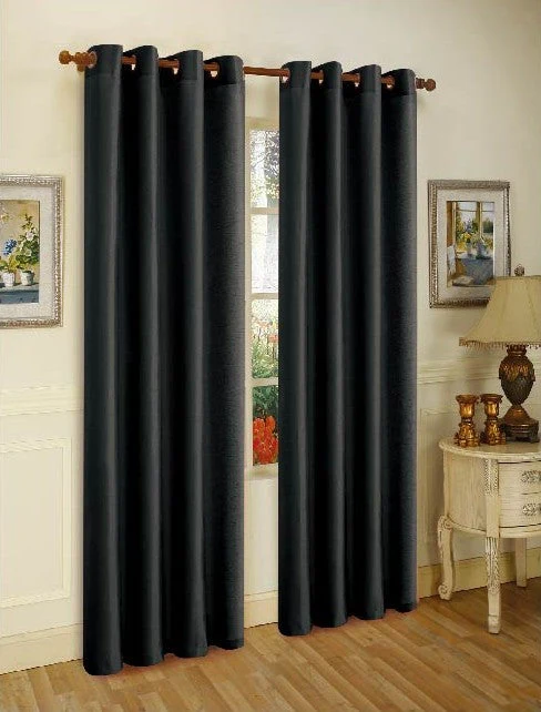 J&V Textiles 2 Panels Solid Grommet Faux Silk Window Curtain Drapes Treatment in 84" Length - Image 23