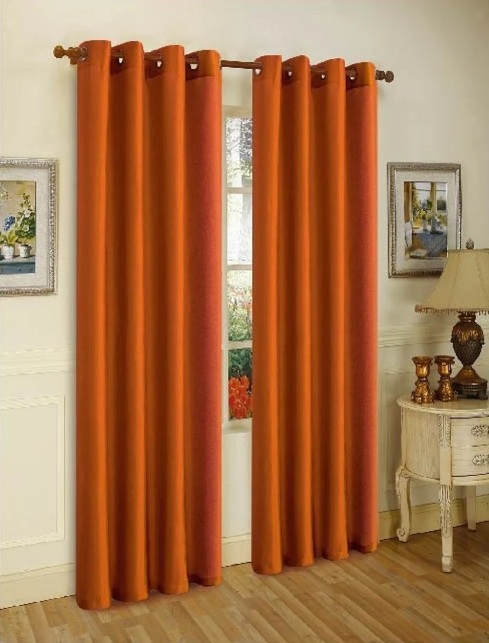 J&V Textiles 2 Panels Solid Grommet Faux Silk Window Curtain Drapes Treatment in 84" Length - Image 24