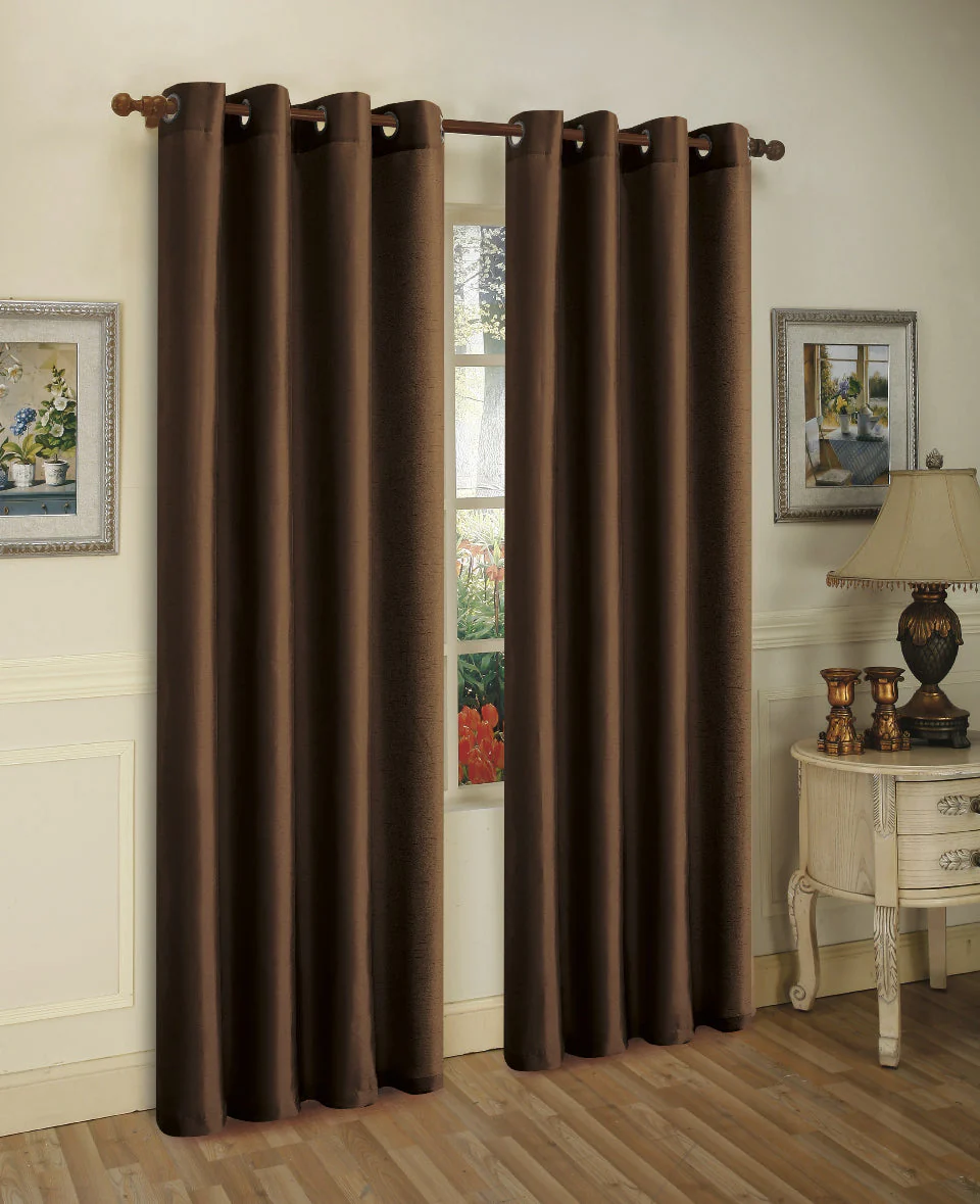 J&V Textiles 2 Panels Solid Grommet Faux Silk Window Curtain Drapes Treatment in 84" Length - Image 3