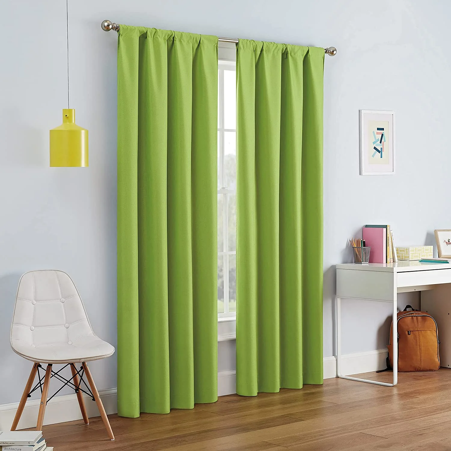 J&V Textiles 2 Panels Solid Grommet Faux Silk Window Curtain Drapes Treatment in 84" Length - Image 32