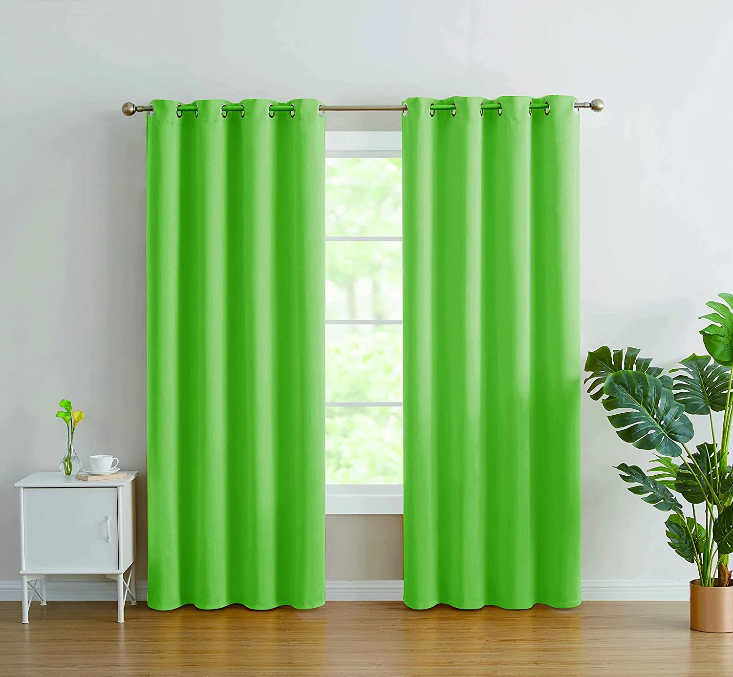 J&V Textiles 2 Panels Solid Grommet Faux Silk Window Curtain Drapes Treatment in 84" Length - Image 34