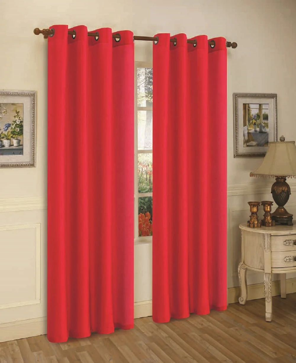 J&V Textiles 2 Panels Solid Grommet Faux Silk Window Curtain Drapes Treatment in 84" Length - Image 35