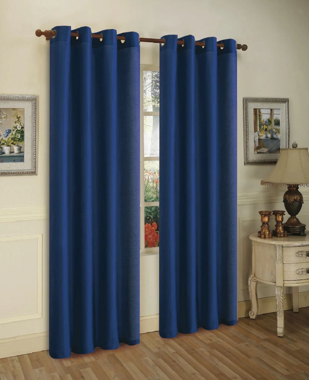 J&V Textiles 2 Panels Solid Grommet Faux Silk Window Curtain Drapes Treatment in 84" Length - Image 5