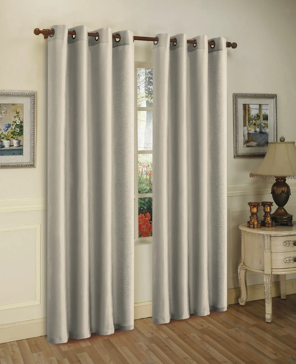 J&V Textiles 2 Panels Solid Grommet Faux Silk Window Curtain Drapes Treatment in 84" Length - Image 6