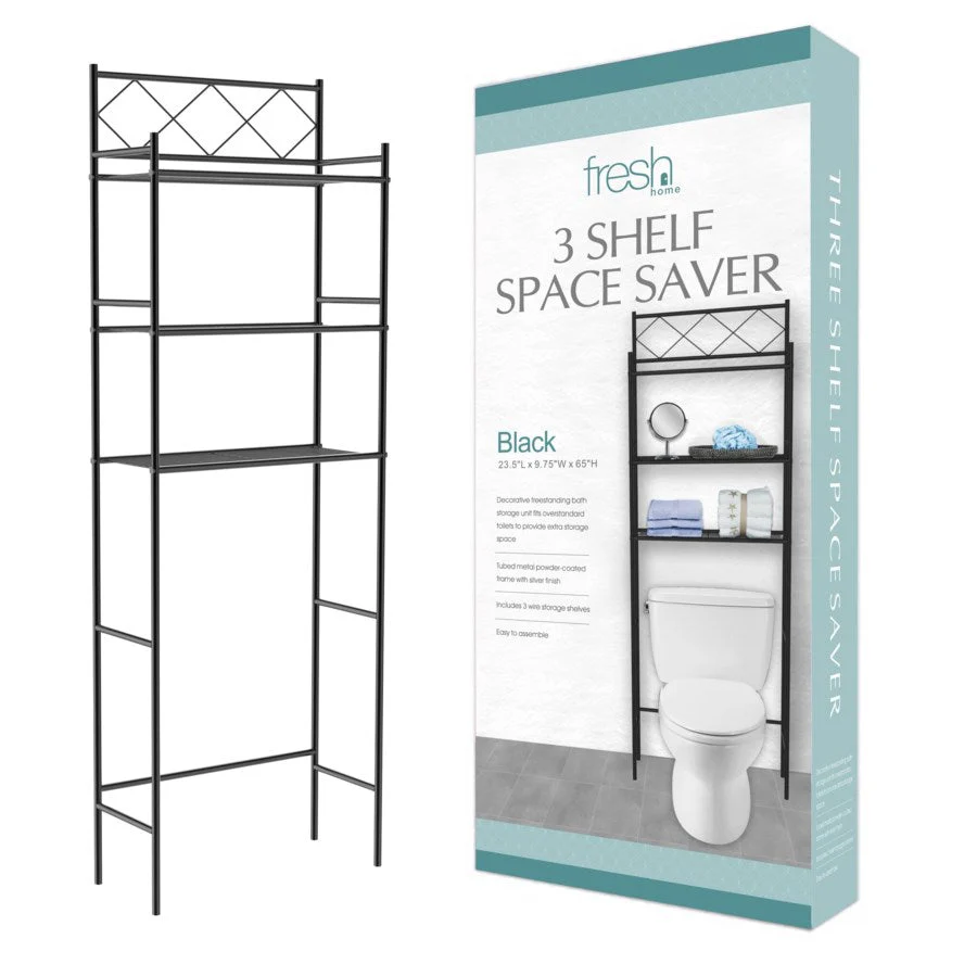 J&V Textiles 3-Shelf Metal Bathroom Organizer Over The Toilet - Image 12