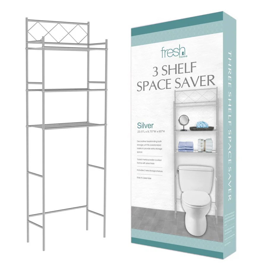 J&V Textiles 3-Shelf Metal Bathroom Organizer Over The Toilet - Image 16