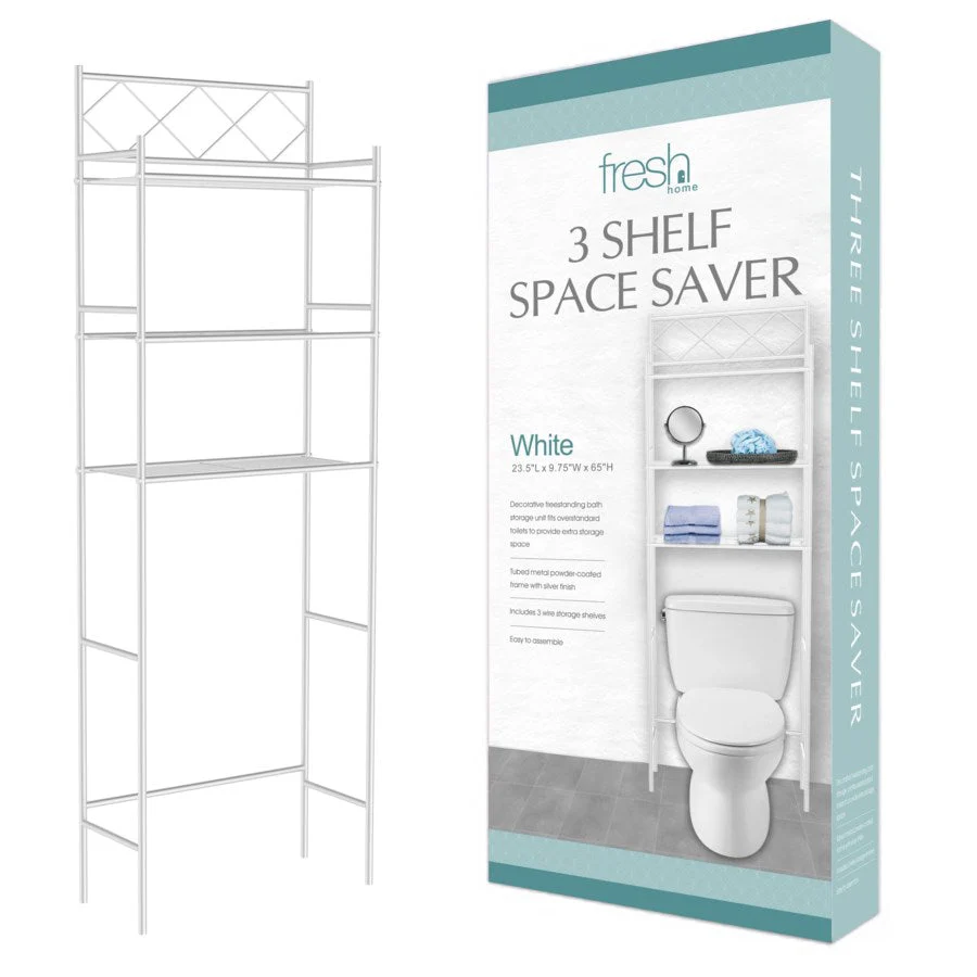 J&V Textiles 3-Shelf Metal Bathroom Organizer Over The Toilet - Image 17