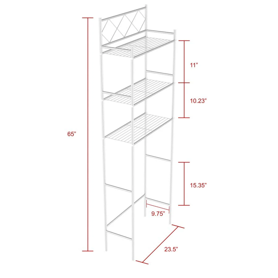 J&V Textiles 3-Shelf Metal Bathroom Organizer Over The Toilet - Image 18