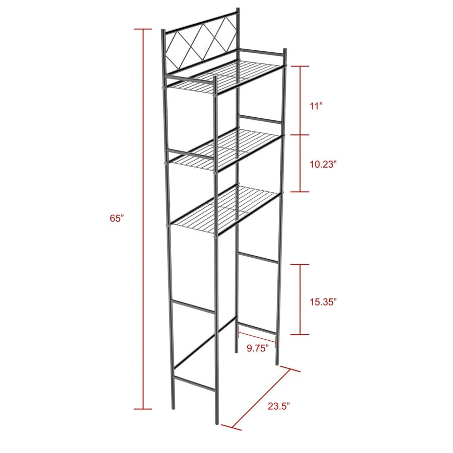J&V Textiles 3-Shelf Metal Bathroom Organizer Over The Toilet - Image 8