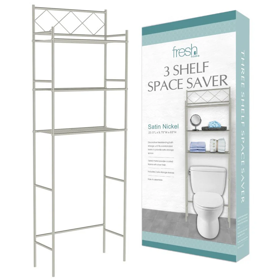 J&V Textiles 3-Shelf Metal Bathroom Organizer Over The Toilet - Image 9