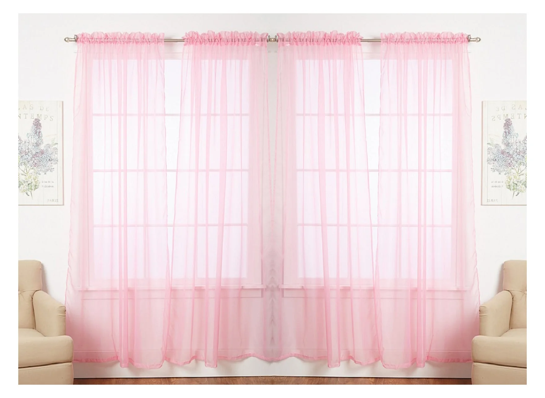 J&V Textiles 4-Pack Value: Solid Sheer Window Curtain Panels
