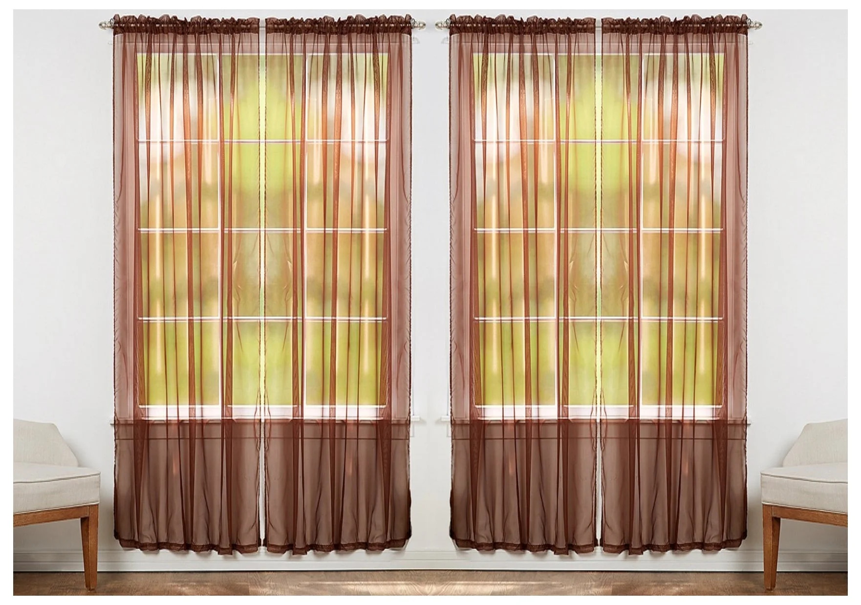 J&V Textiles 4-Pack Value: Solid Sheer Window Curtain Panels - Image 10