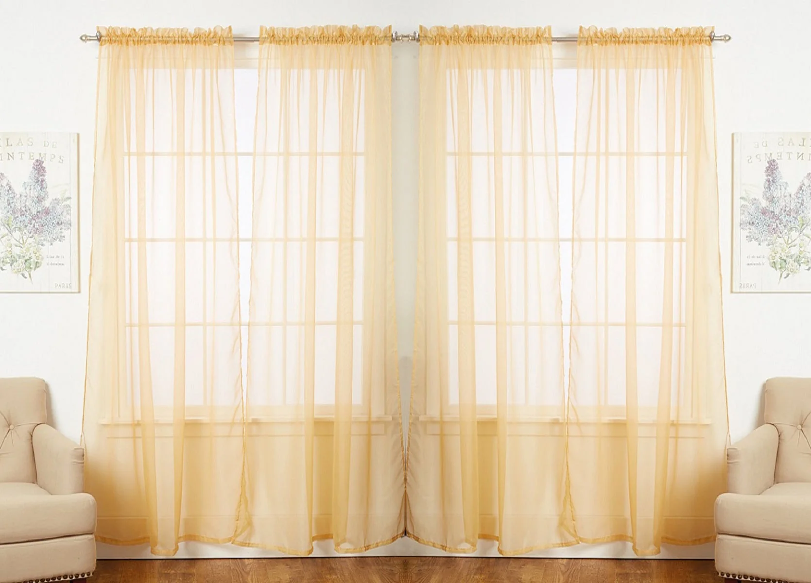 J&V Textiles 4-Pack Value: Solid Sheer Window Curtain Panels - Image 11