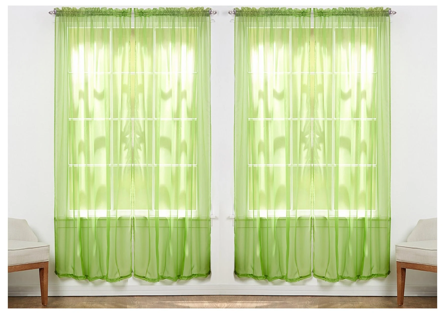 J&V Textiles 4-Pack Value: Solid Sheer Window Curtain Panels - Image 12