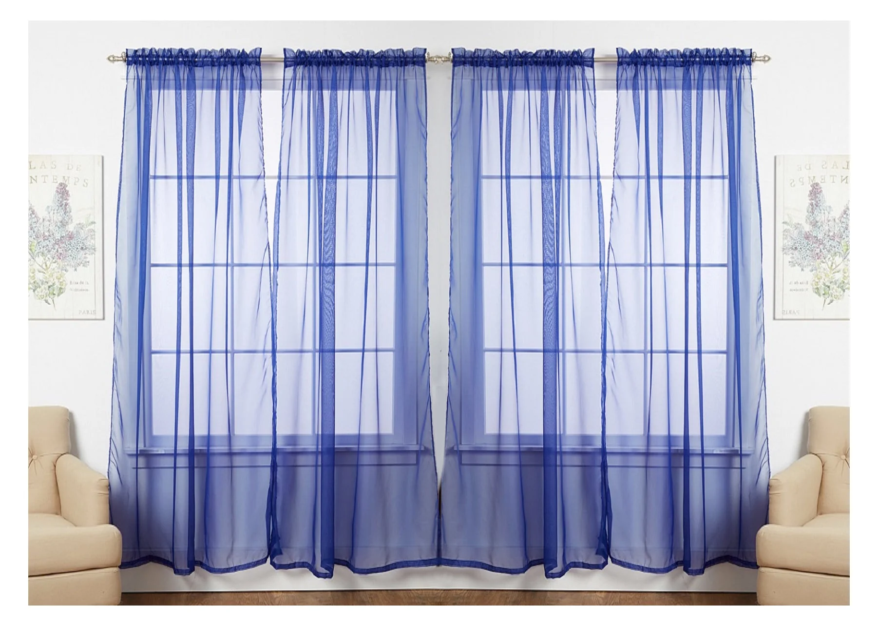 J&V Textiles 4-Pack Value: Solid Sheer Window Curtain Panels - Image 13