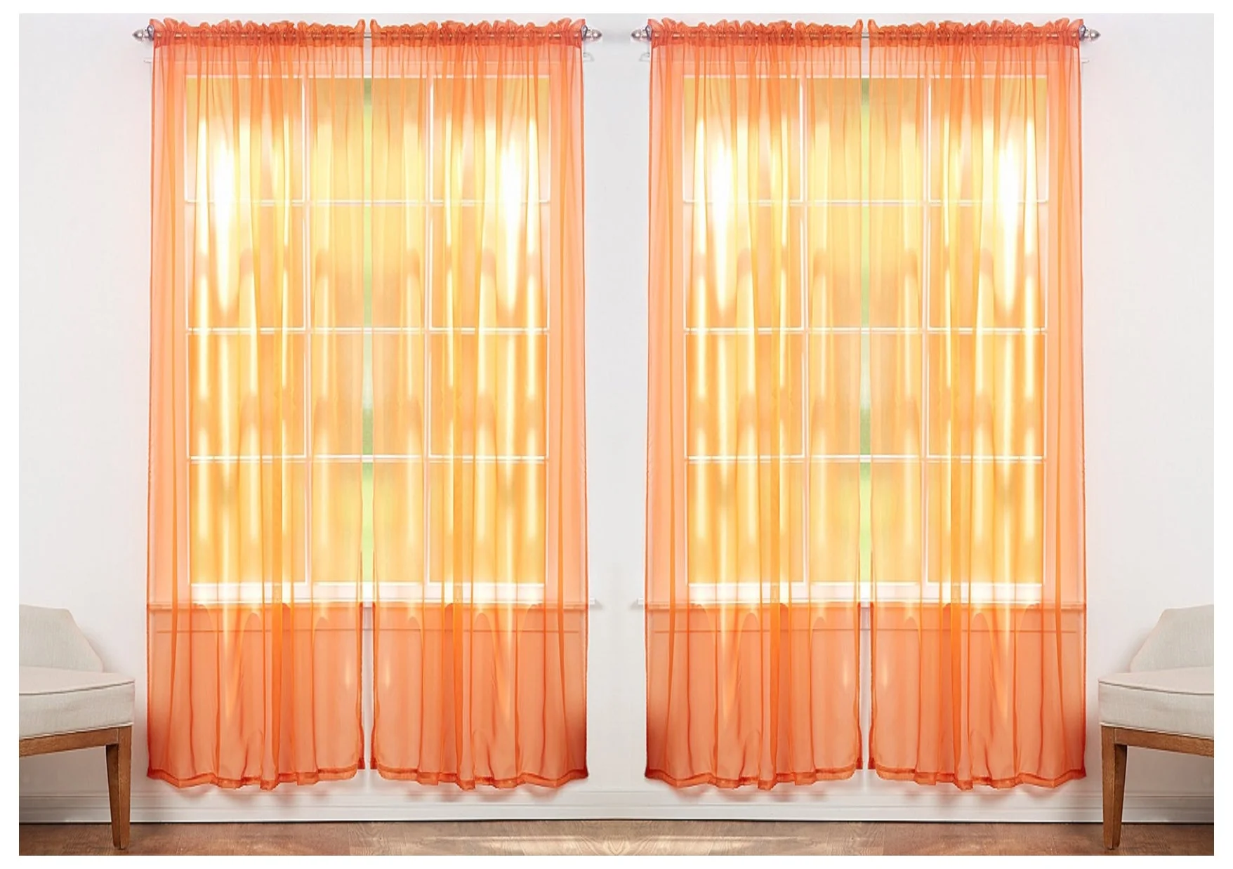 J&V Textiles 4-Pack Value: Solid Sheer Window Curtain Panels - Image 14