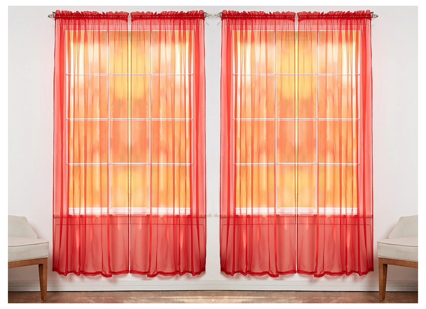 J&V Textiles 4-Pack Value: Solid Sheer Window Curtain Panels - Image 15