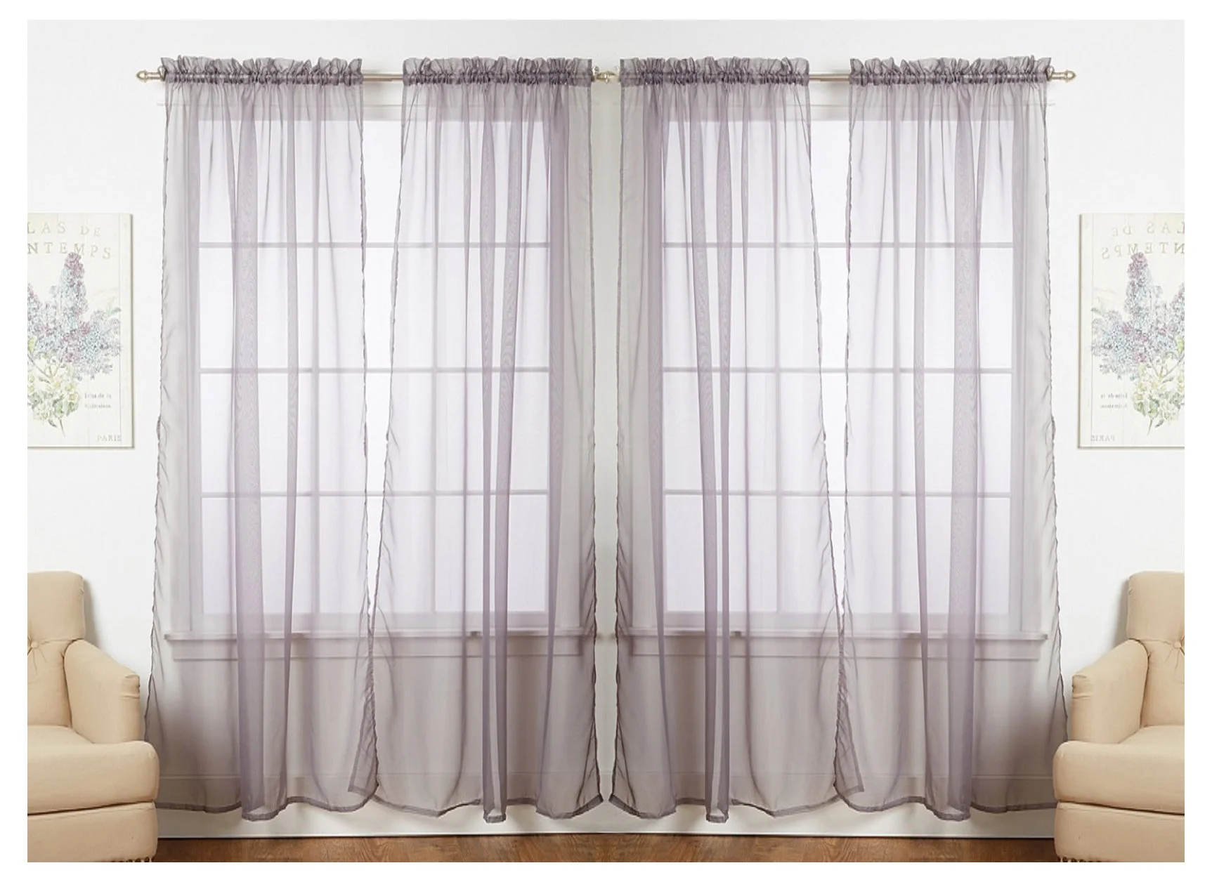 J&V Textiles 4-Pack Value: Solid Sheer Window Curtain Panels - Image 17