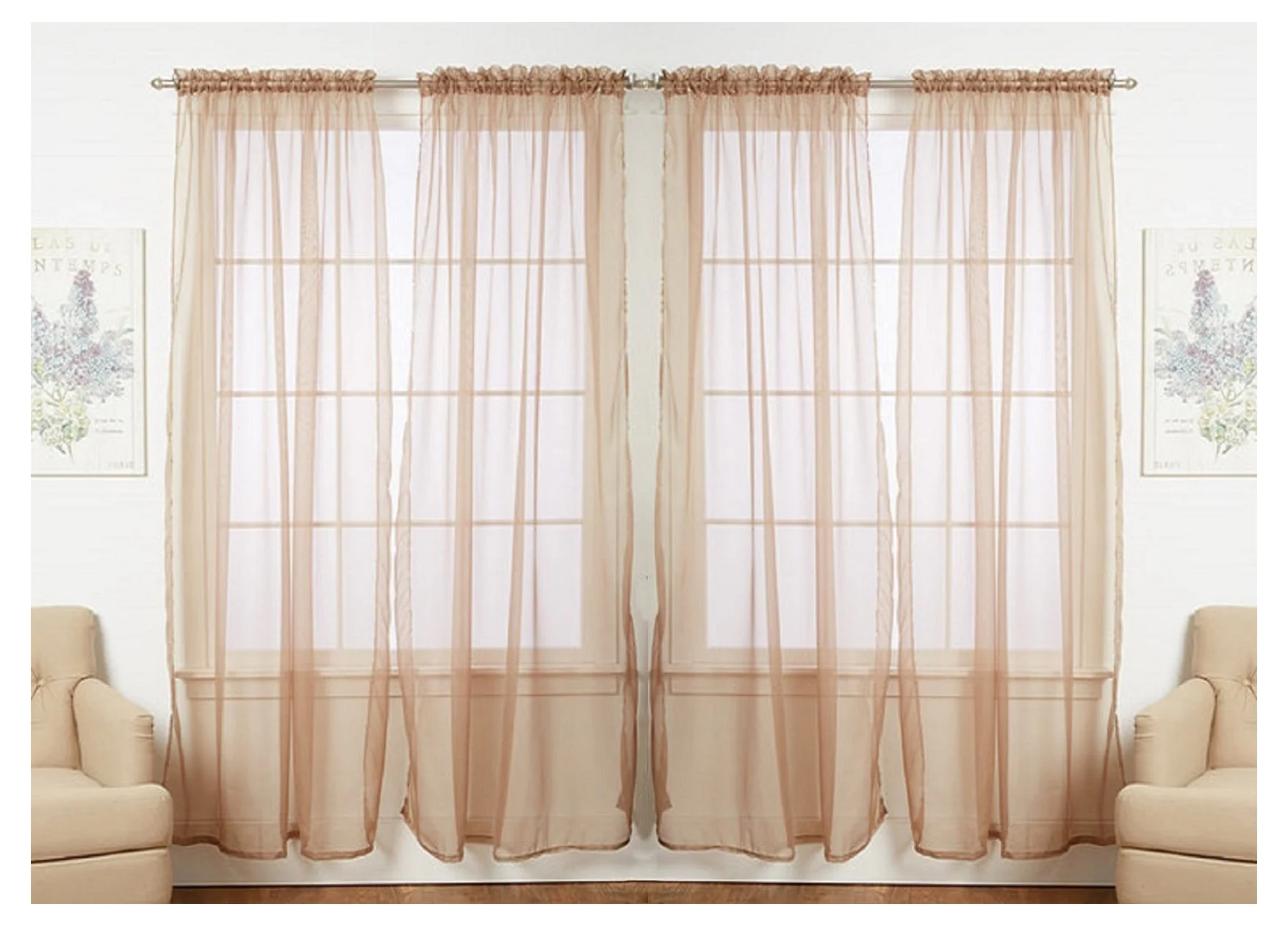 J&V Textiles 4-Pack Value: Solid Sheer Window Curtain Panels - Image 18