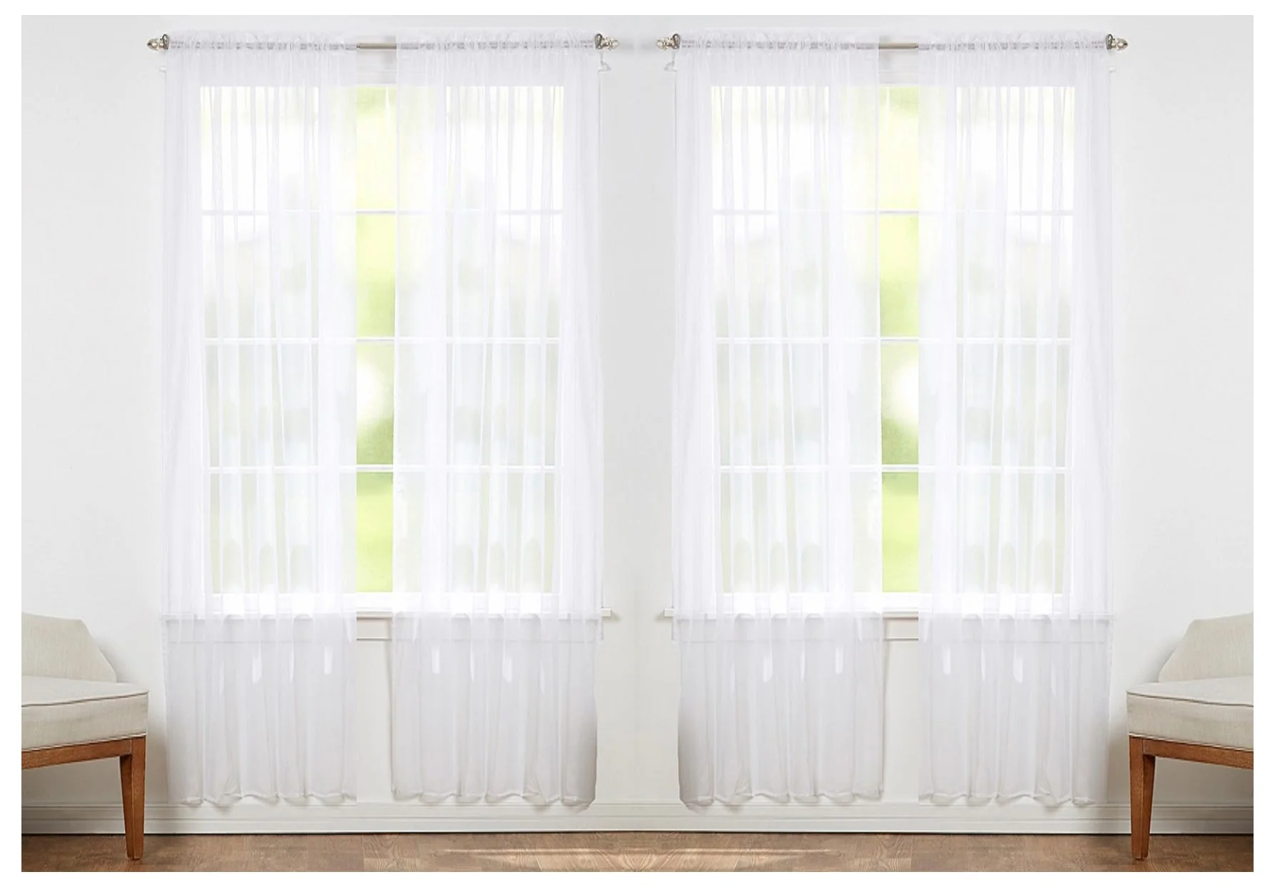 J&V Textiles 4-Pack Value: Solid Sheer Window Curtain Panels - Image 19