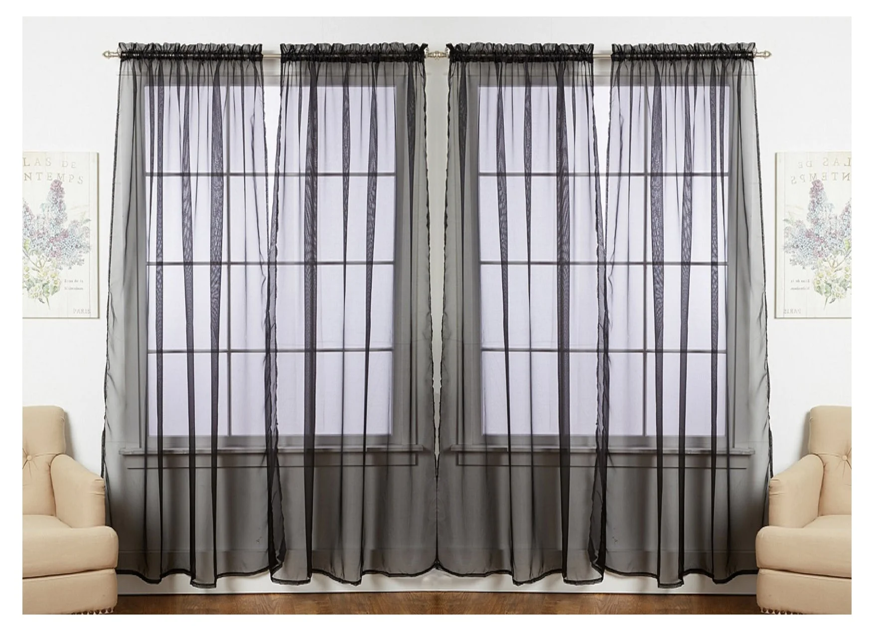 J&V Textiles 4-Pack Value: Solid Sheer Window Curtain Panels - Image 20