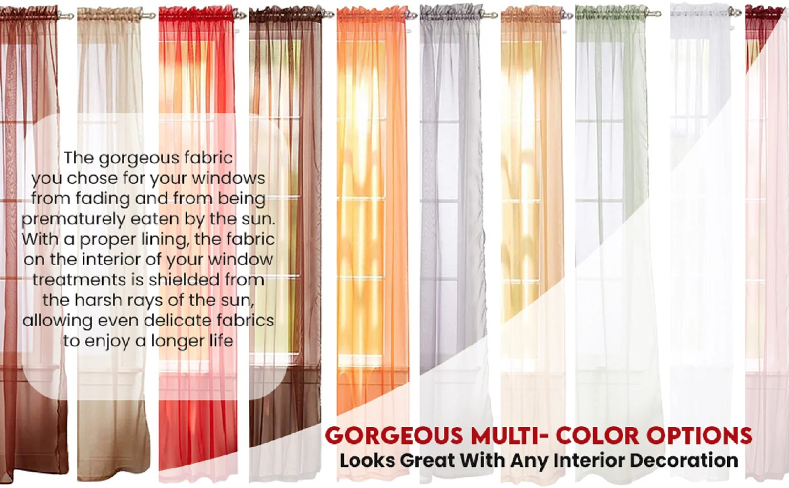 J&V Textiles 4-Pack Value: Solid Sheer Window Curtain Panels - Image 5