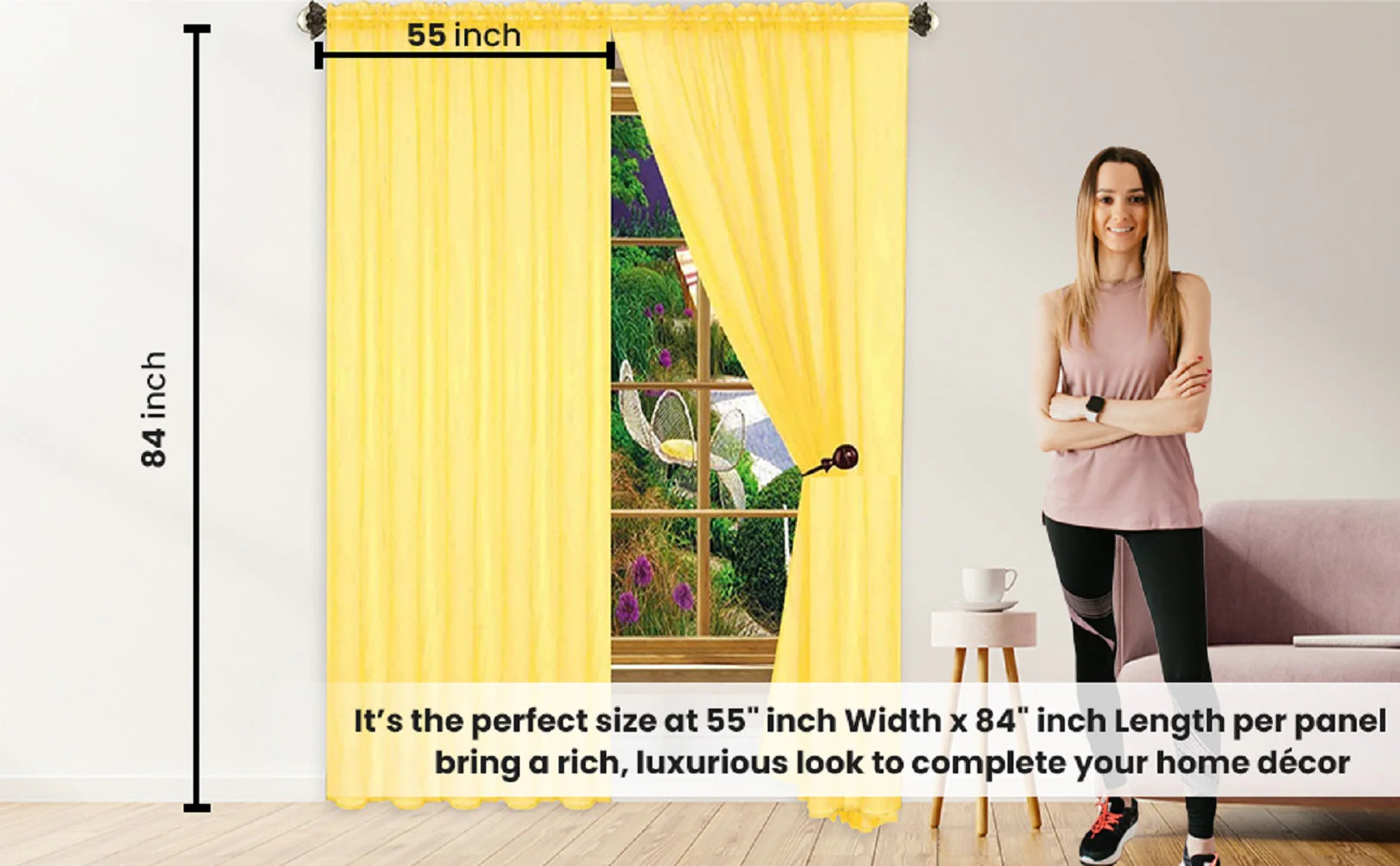 J&V Textiles 4-Pack Value: Solid Sheer Window Curtain Panels - Image 6