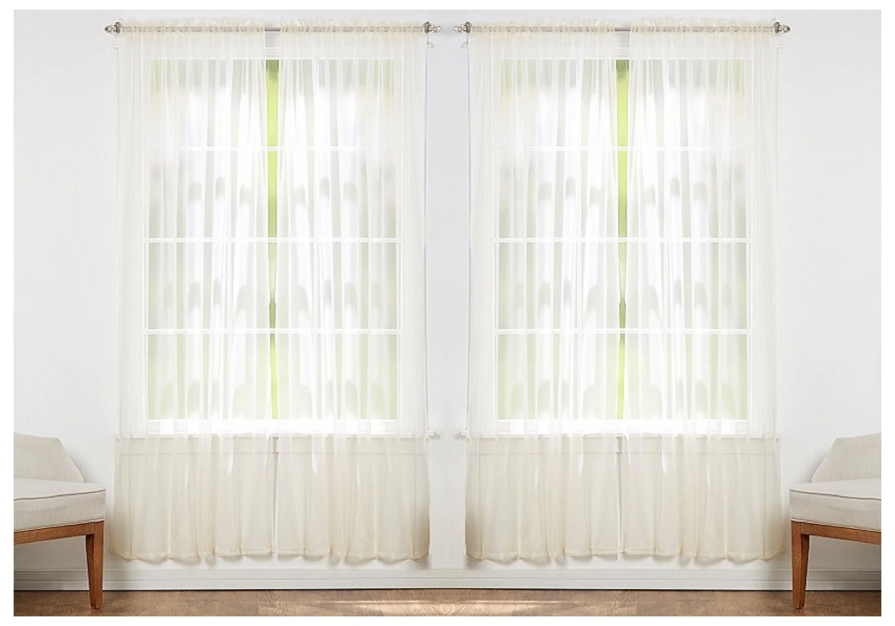 J&V Textiles 4-Pack Value: Solid Sheer Window Curtain Panels - Image 7
