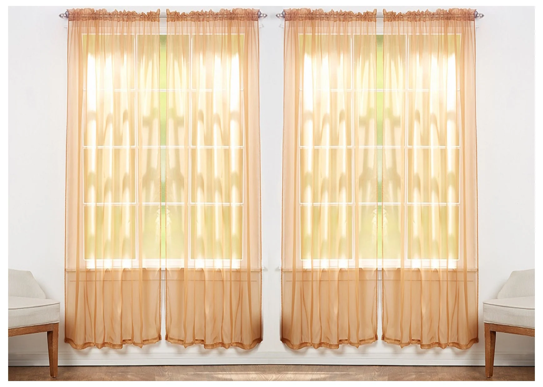 J&V Textiles 4-Pack Value: Solid Sheer Window Curtain Panels - Image 8