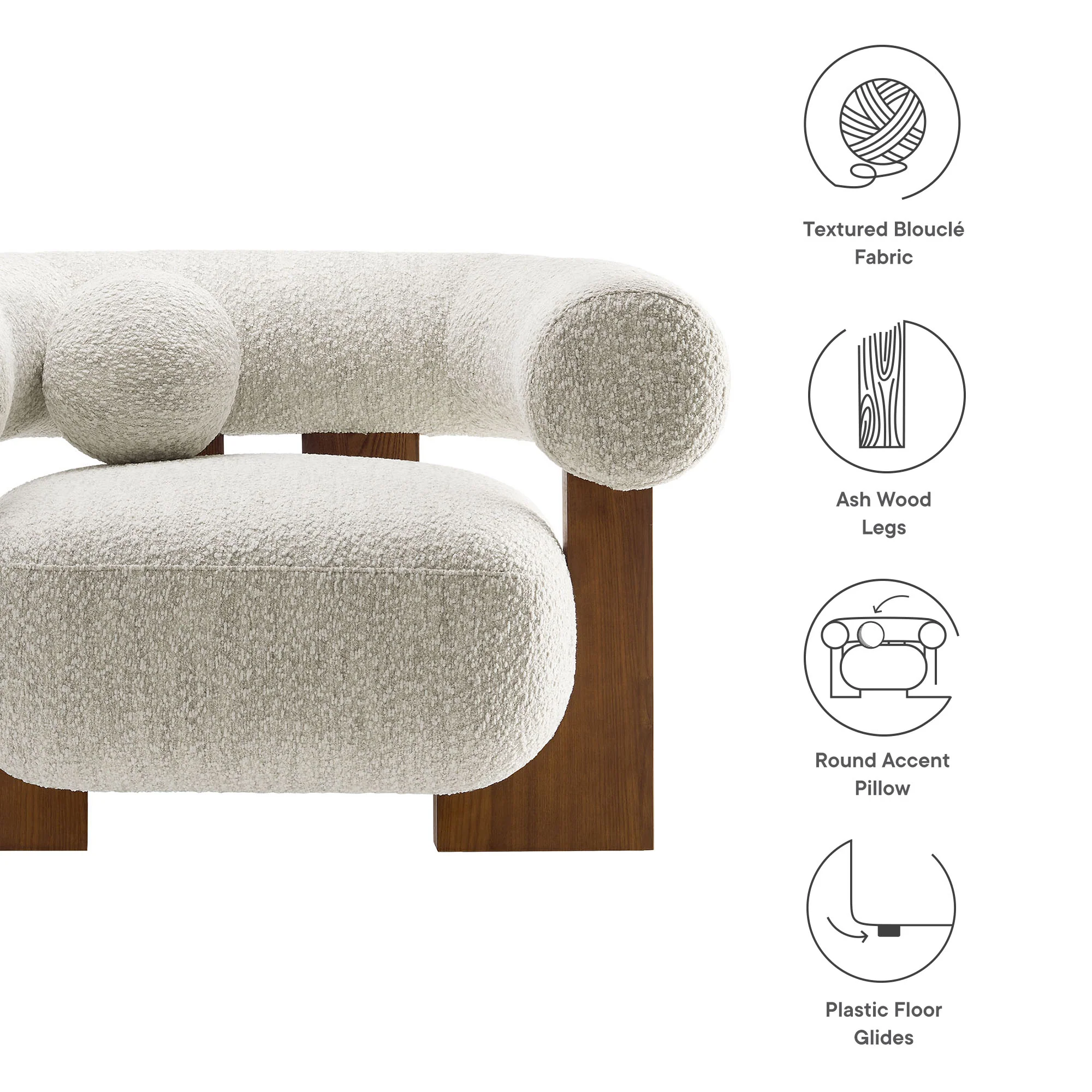 Jace Boucle Accent Chair by Modway - Image 3