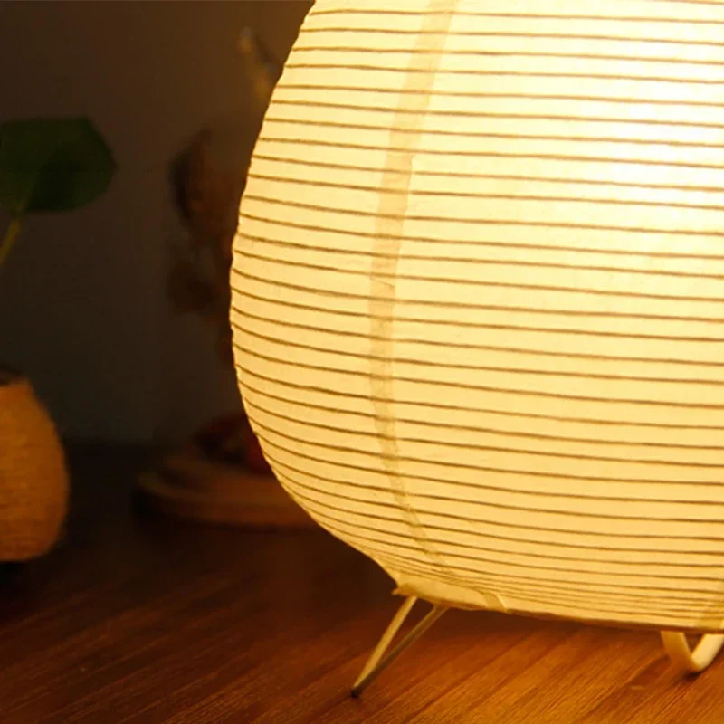 Japanese LED Lantern Table Lamp Rice Paper Bedside Light Living Room Bedroom Decor - Image 4