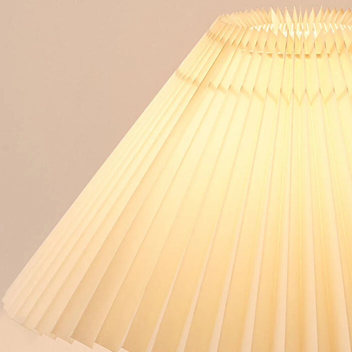 Japanese Minimalist Wooden Table Lamp Pleated Shade LED Indoor Lighting - Image 3