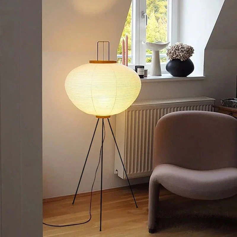 Japanese Paper Floor Lamp Retro Art Standing Light for Bedroom Living Room - Image 2