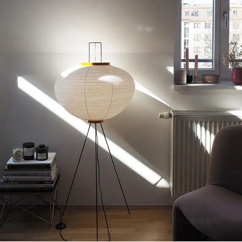 Japanese Paper Floor Lamp Retro Art Standing Light for Bedroom Living Room - Image 4