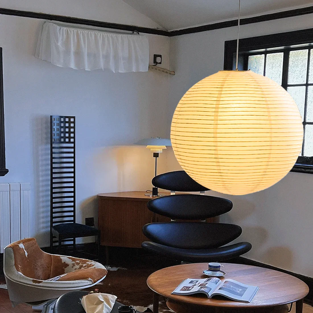 Japanese Rice Paper Pendant Light Minimalist Hanging Lantern Ceiling Lamp Decor - Image 2