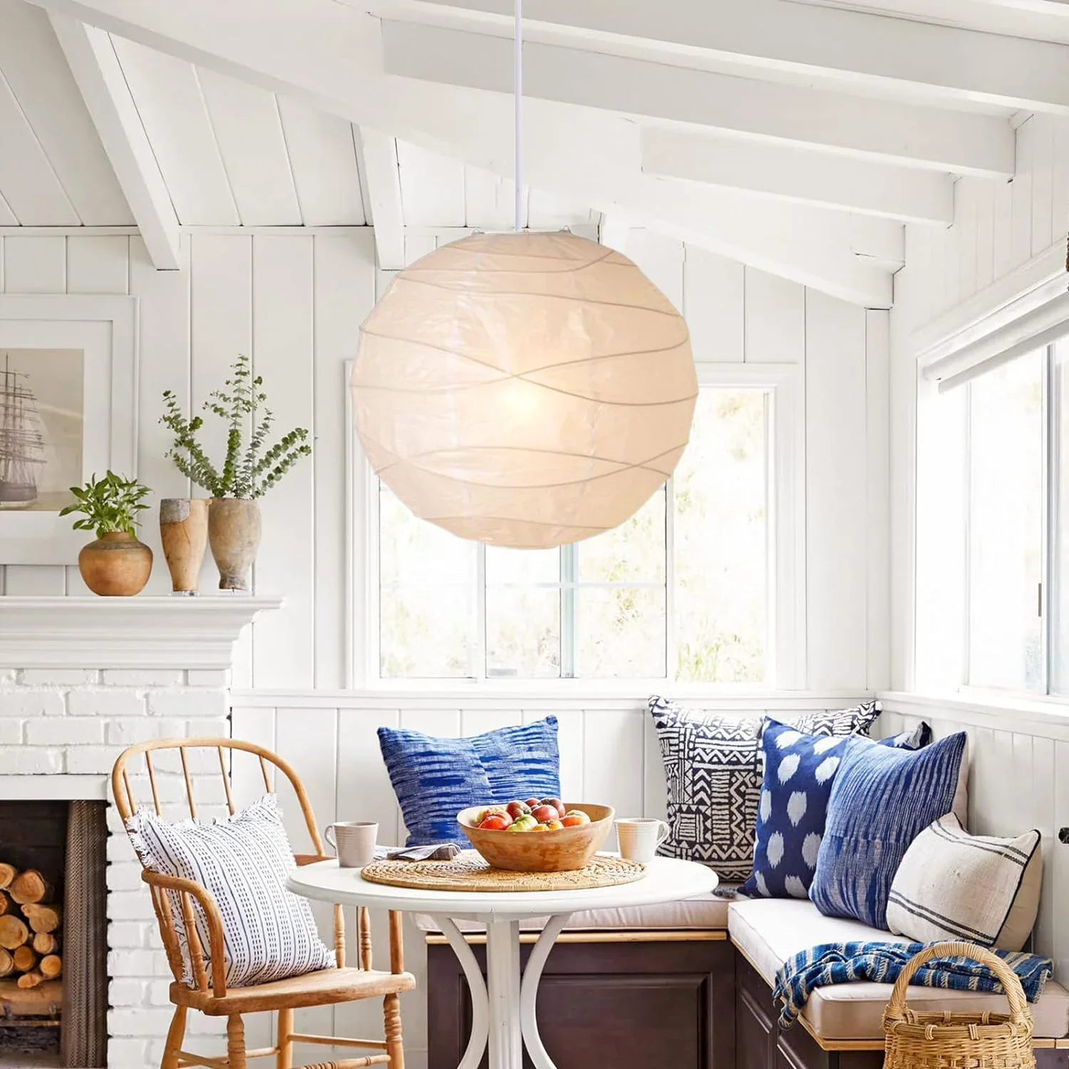 Japanese Rice Paper Pendant Light Minimalist Hanging Lantern Ceiling Lamp Decor - Image 3