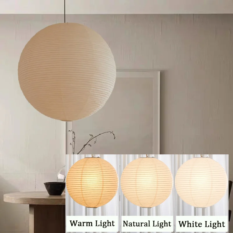 Japanese Rice Paper Pendant Light Minimalist Hanging Lantern Ceiling Lamp Decor - Image 5