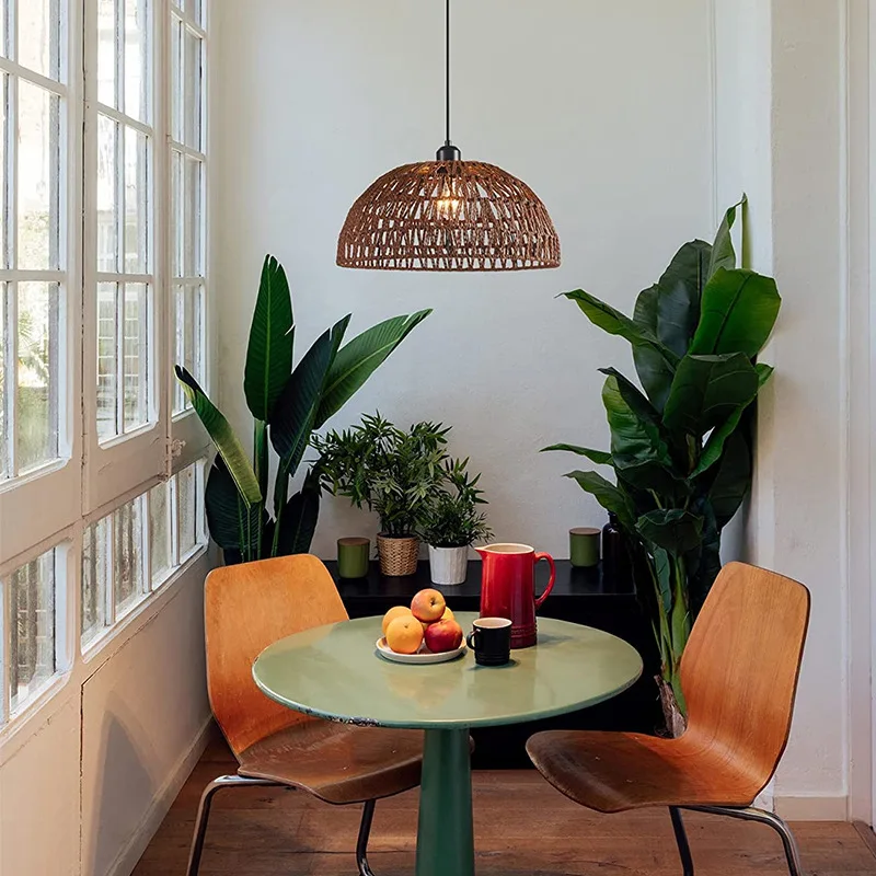 Japanese Style Rattan Pendant Lamp – Woven Hemp Rope Ceiling Light for Dining Room - Image 2