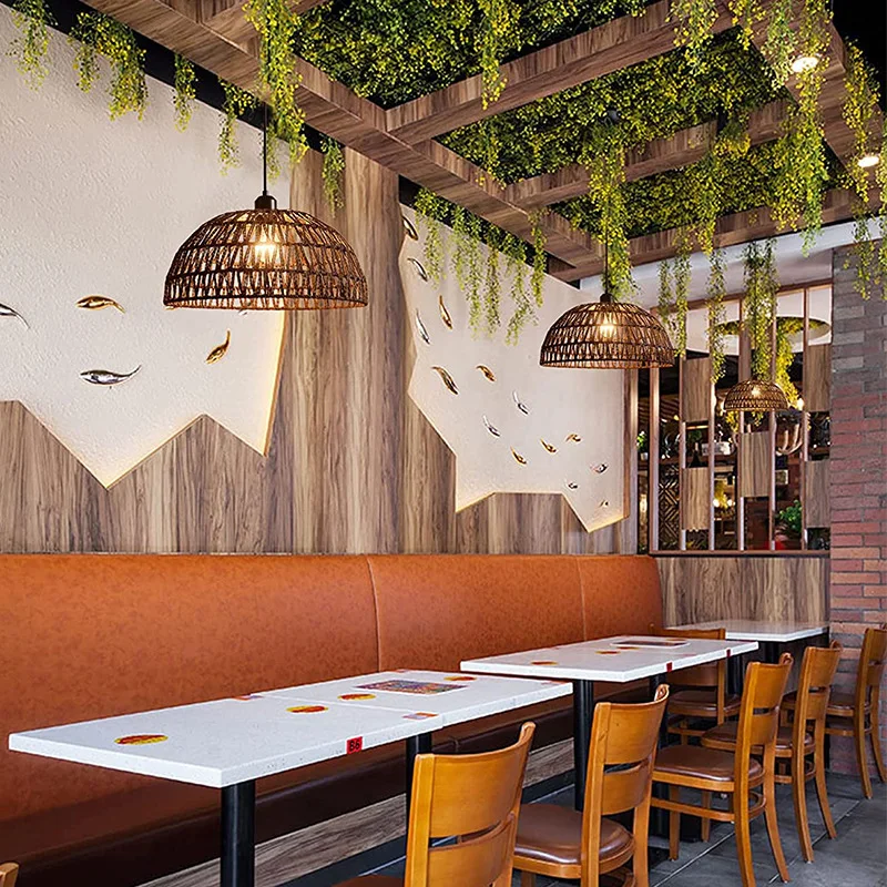 Japanese Style Rattan Pendant Lamp – Woven Hemp Rope Ceiling Light for Dining Room - Image 3