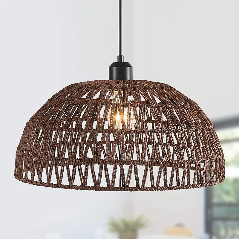 Japanese Style Rattan Pendant Lamp – Woven Hemp Rope Ceiling Light for Dining Room - Image 5