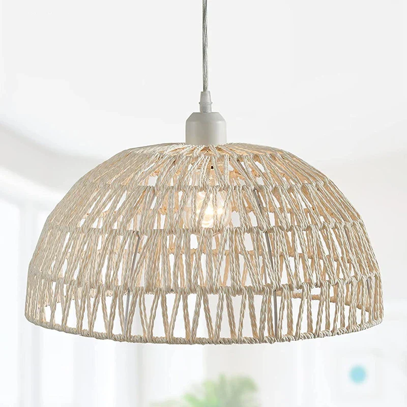 Japanese Style Rattan Pendant Lamp – Woven Hemp Rope Ceiling Light for Dining Room - Image 6
