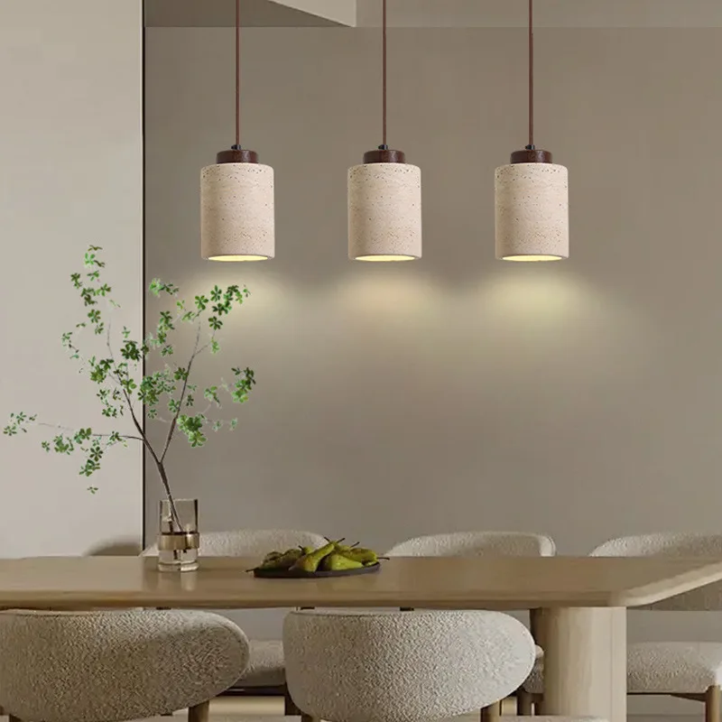 Japanese Wabi Sabi Stone Pendant Light – Modern Bedside Hanging Lamp for Bedroom - Image 2