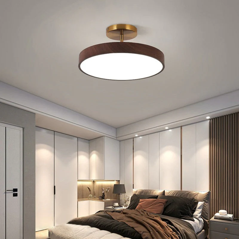 Japanese Wood Round LED Semi-Flush Mount Ceiling Light - Image 11