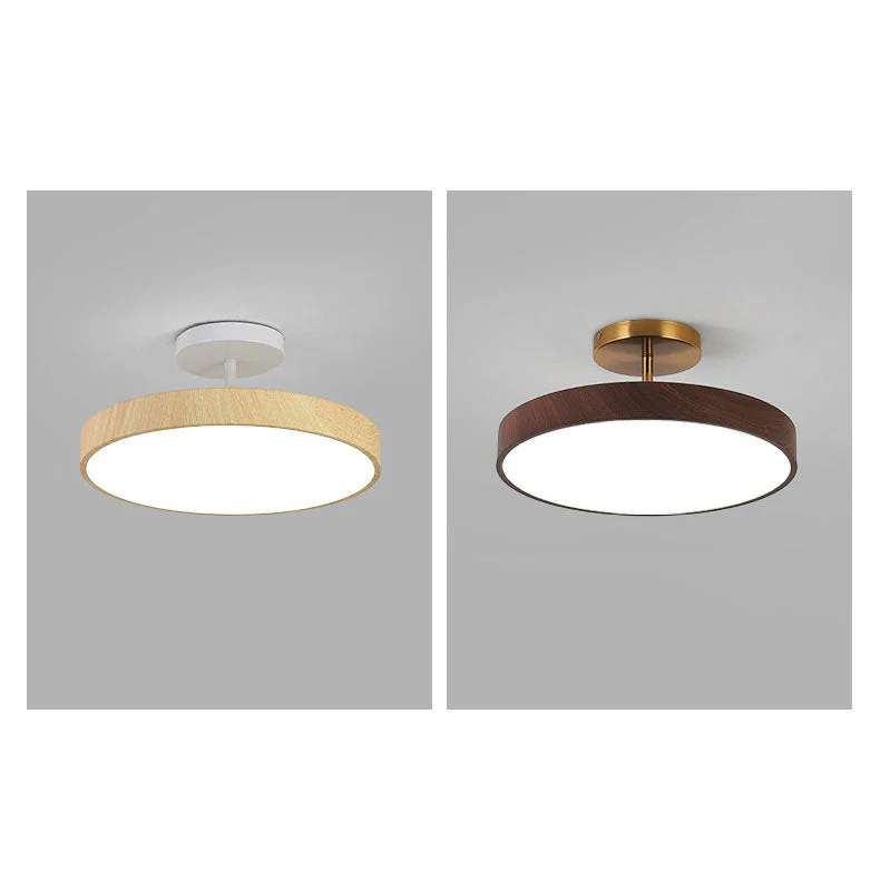 Japanese Wood Round LED Semi-Flush Mount Ceiling Light - Image 15