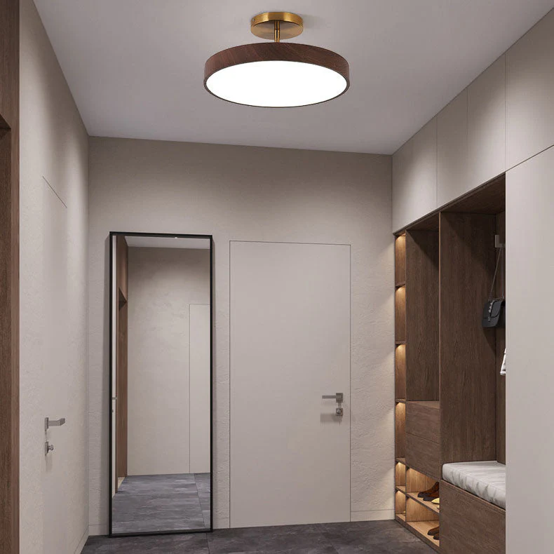 Japanese Wood Round LED Semi-Flush Mount Ceiling Light - Image 4